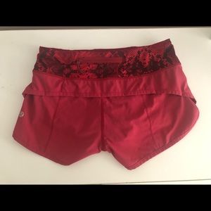 Red Lululemon Speed Shorts